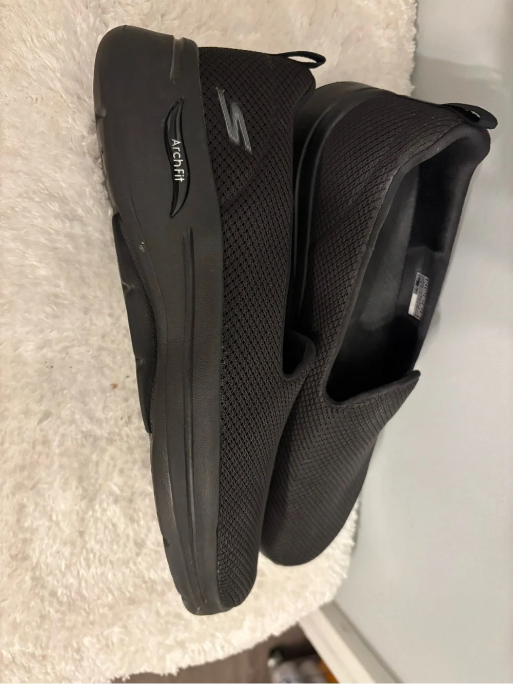 Skechers Men's Black Slip-On Mesh Loafers
